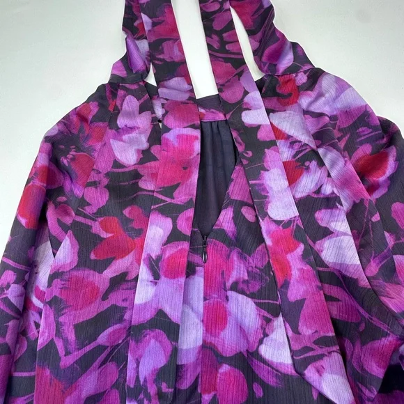 Ted Baker London Purple Pink Ruffled Bishop Sleeve Mini Dress - Picture 7 of 16